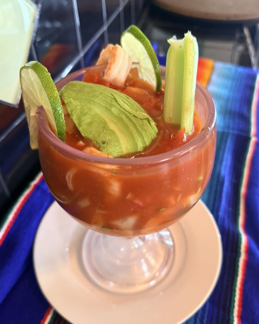 Mexican shrimp cocktail with avocado, lime, and celery served at Con Amor Cocina Y Cantina